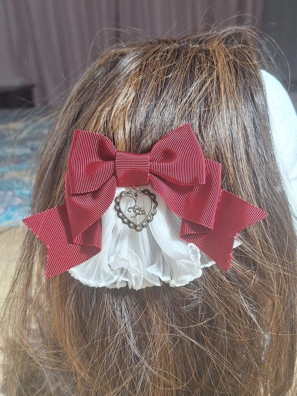 Innocent World Burgundy Lace Hair Bow | Classic Lolita